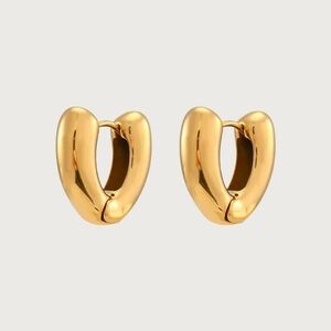 18K Gold Heart Hoop Earrings*High Gloss Finish*JD